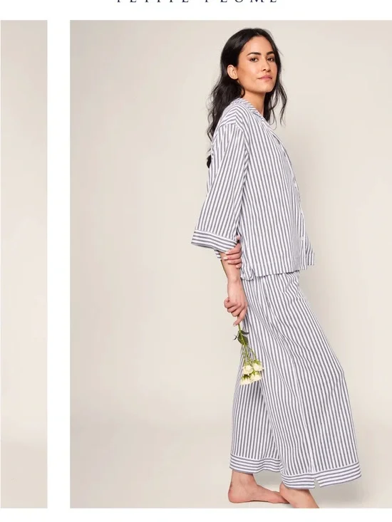 Petite Plume Olivia Wide Leg Pima Cotton Pajamas - Picture 2 of 7